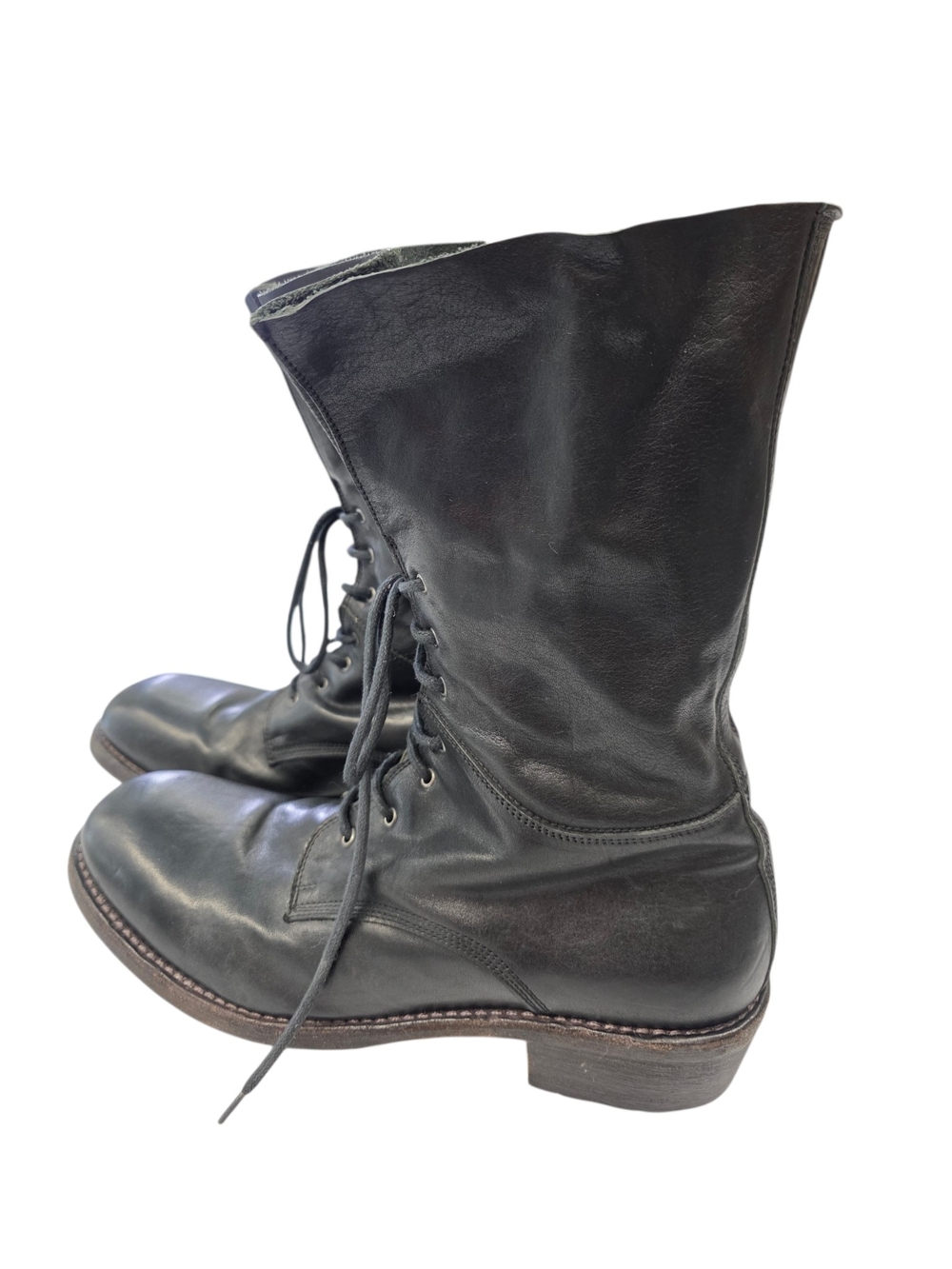 Shoto Vero Cuoio Black Leather Lace-Up Military Boots